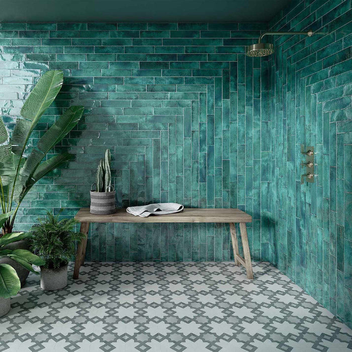 Nissel Emerald Brick Tile 7.5x30cm-Ceramic wall tile-Mayolica-tile.co.uk