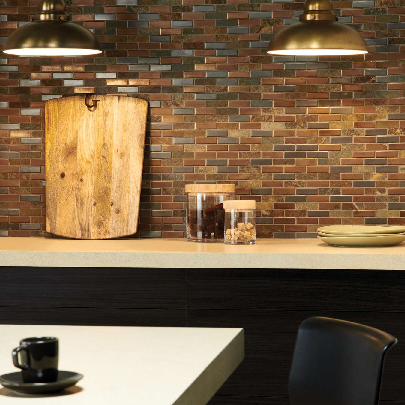Brown kitchen tiles