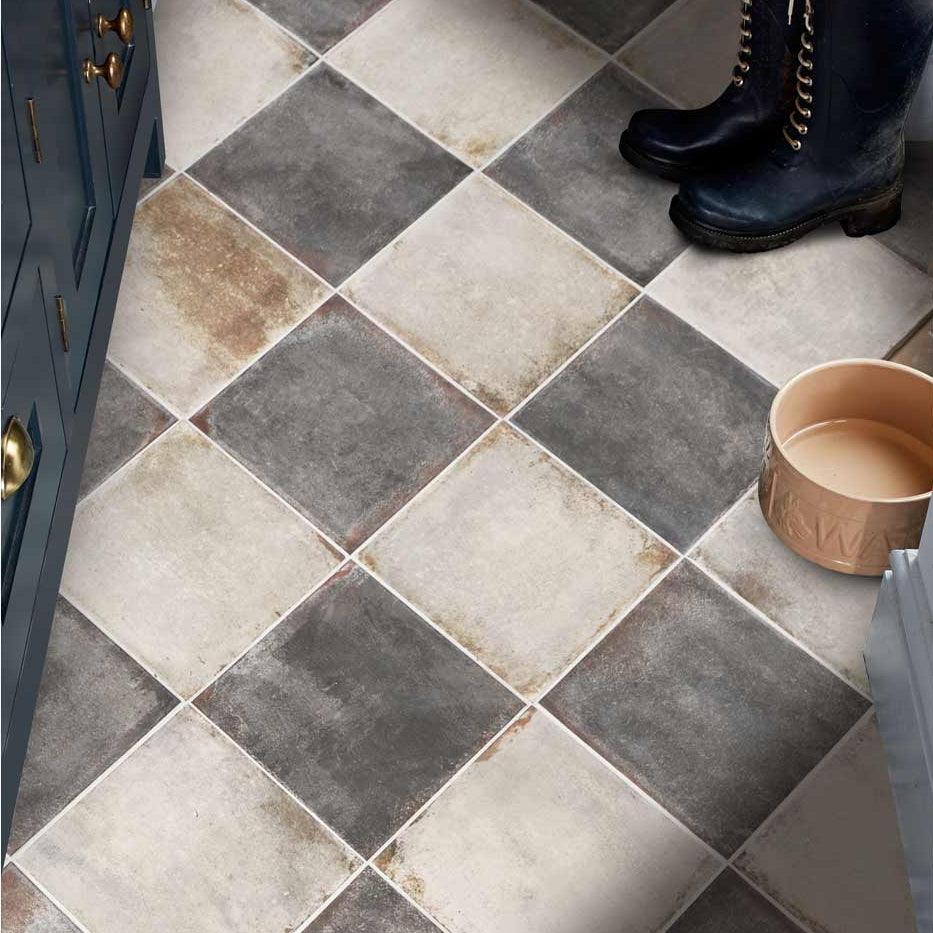 Image of Osterley Black Square tile 22.5x22.5cm-Porcelain tile-Ca Pietra-tile.co.uk