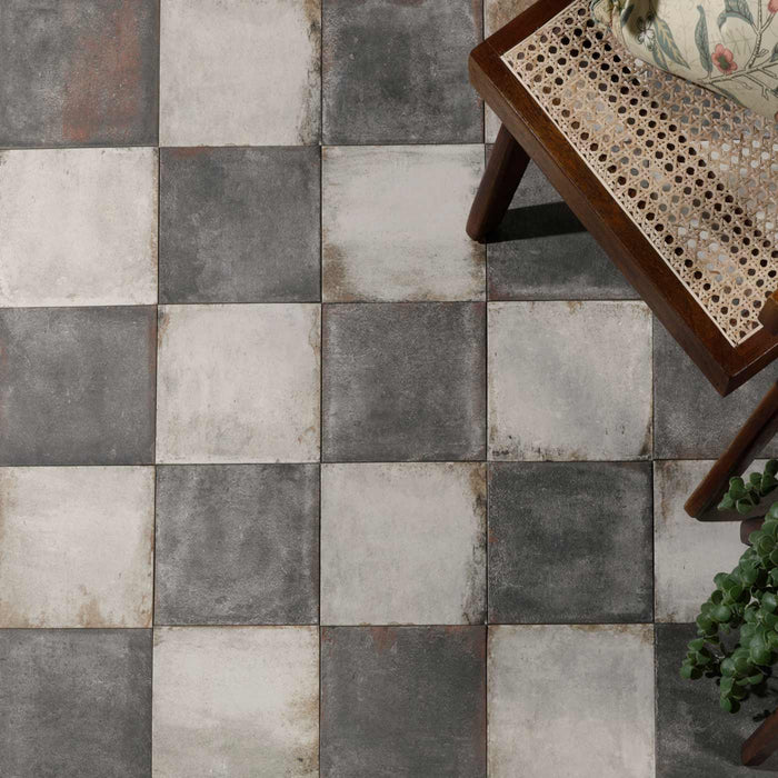 Osterley Black Square tile 22.5x22.5cm-Porcelain tile-Ca Pietra-tile.co.uk