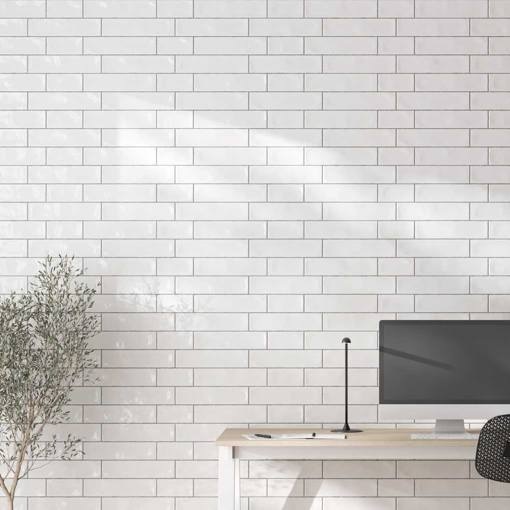 Image of Cottage white gloss tile 7.5x30cm-Ceramic wall tile-Salcamar-tile.co.uk