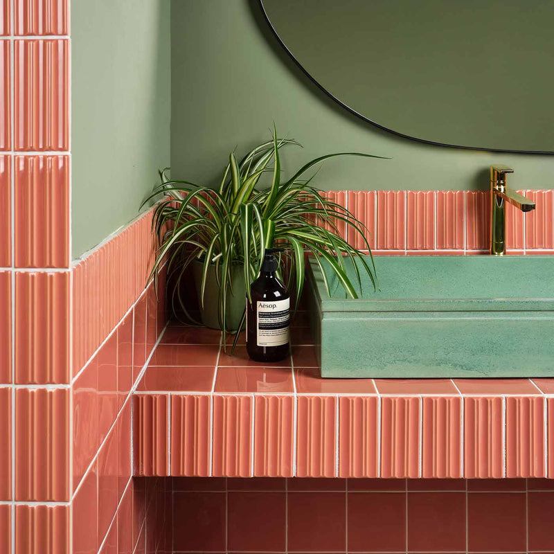 Image of Tunstall Coral Fluted Decor tile 6.2x12.5cm-Ceramic wall tile-Ca Pietra-tile.co.uk