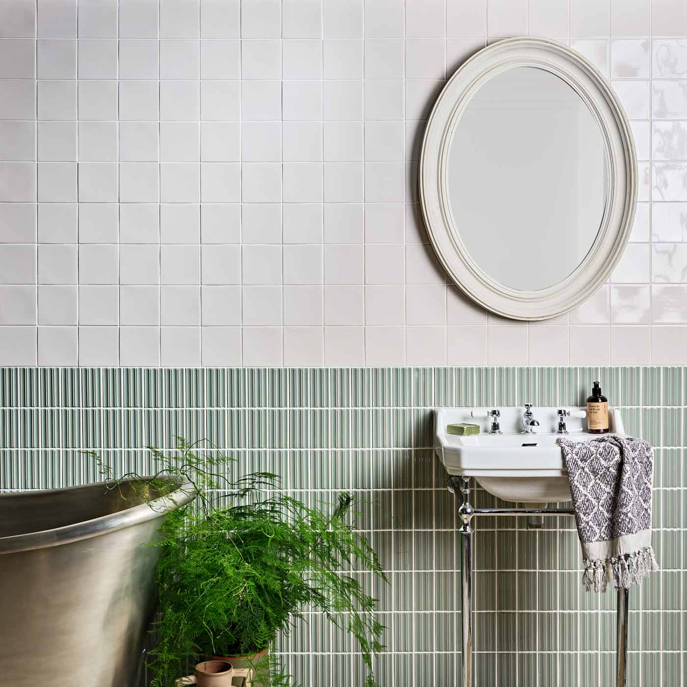 Image of Tunstall Fern Fluted Decor tile 6.2x12.5cm-Ceramic wall tile-Ca Pietra-tile.co.uk
