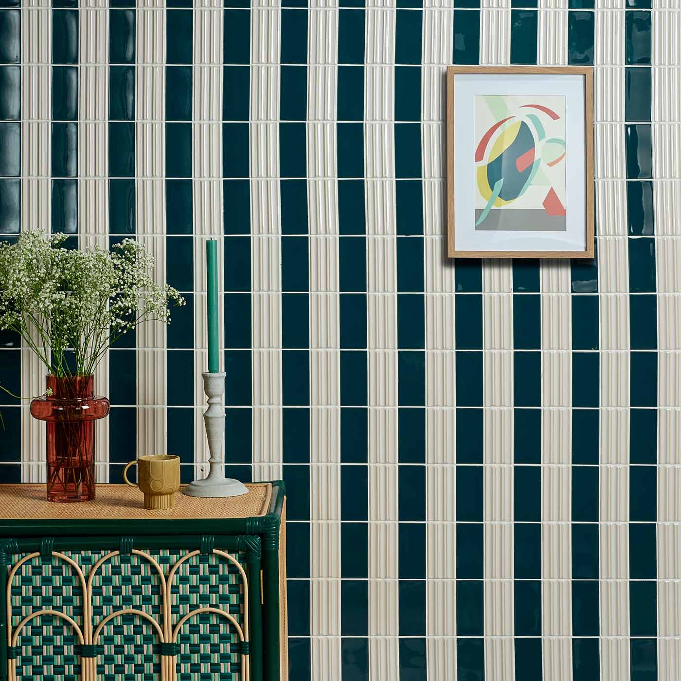 Image of Tunstall Peacock Blue Brick tile 6.2x12.5cm-Ceramic wall tile-Ca Pietra-tile.co.uk