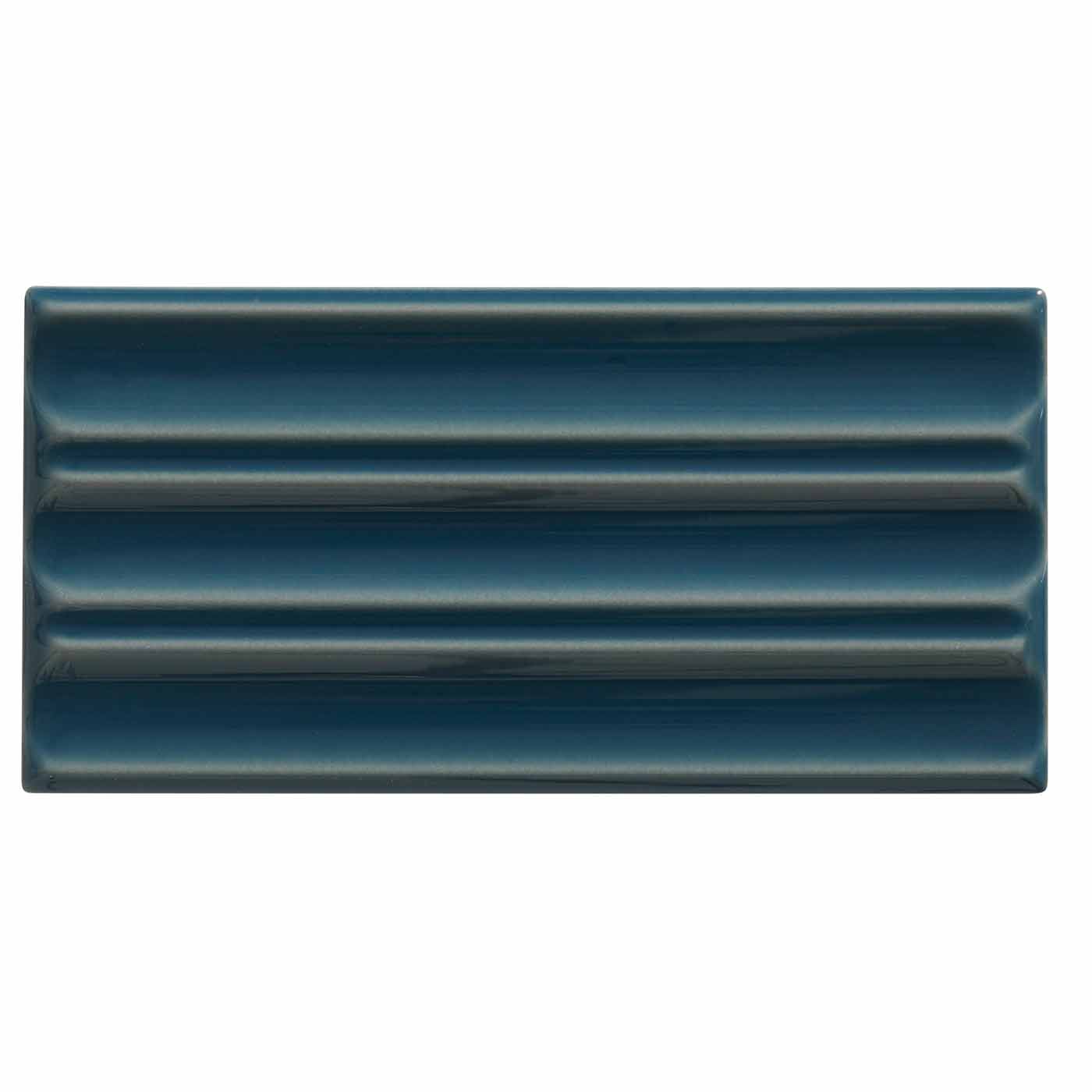Image of Tunstall Peacock Blue Fluted Decor tile 6.2x12.5cm-Ceramic wall tile-Ca Pietra-tile.co.uk