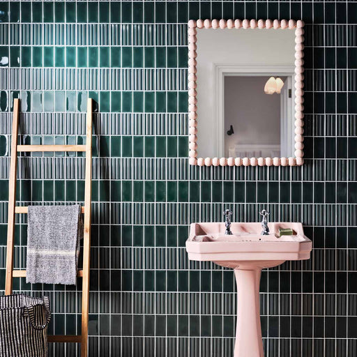 Tunstall Royal Green Fluted Decor tile 6.2x12.5cm-Ceramic wall tile-Ca Pietra-tile.co.uk