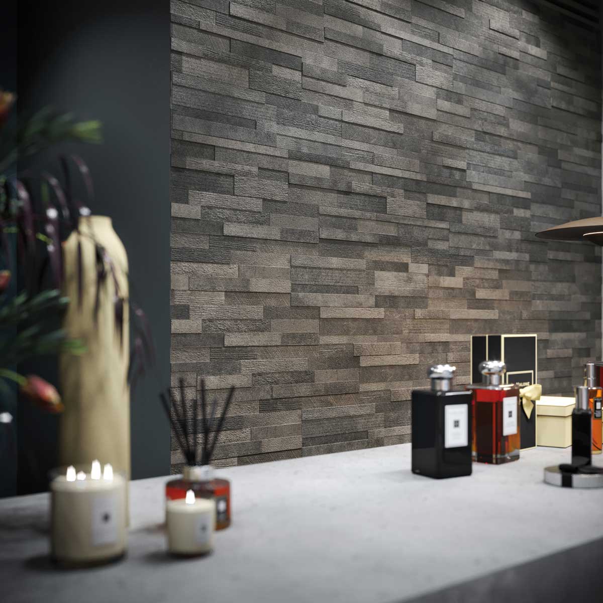 Volcano 3D Dark tile 15x61cm-Porcelain tile-Rondine-tile.co.uk