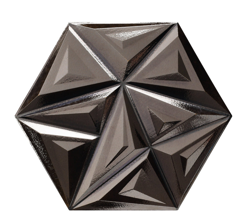 Yara metal black 3D decorative tile 285x330mm-Hexagon tile-Realonda-tile.co.uk