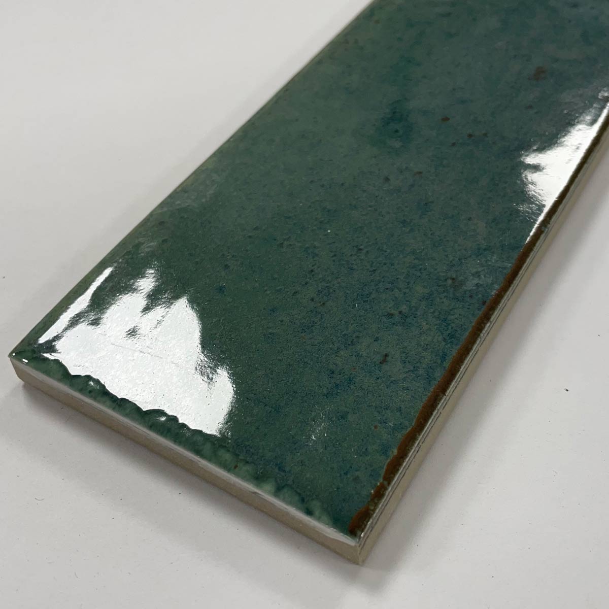 Image of Agadir Selva Green Gloss wall tile 7x28cm-Ceramic wall tile-Dune Ceramica-tile.co.uk