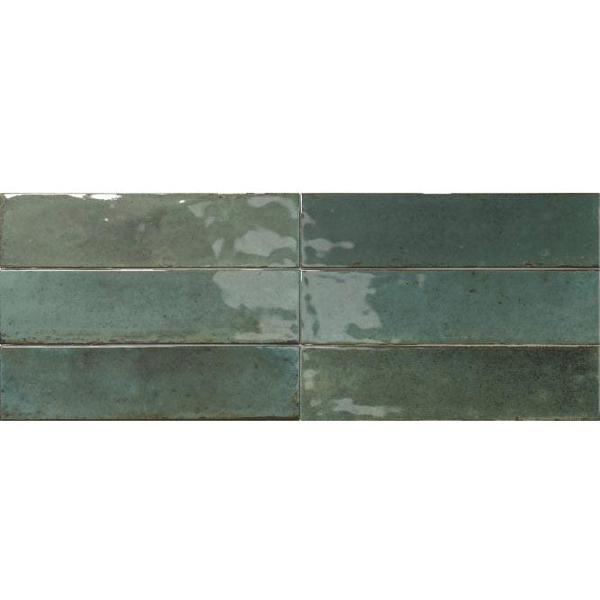 Image of Agadir Selva Green Gloss wall tile 7x28cm-Ceramic wall tile-Dune Ceramica-tile.co.uk