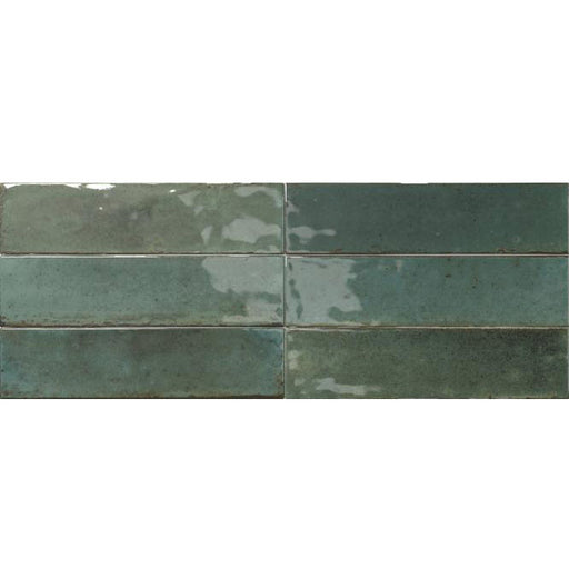 Sample 7x28cm Agadir Selva Green Gloss wall tile-sample-sample-tile.co.uk