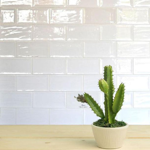 Artisan White Brick gloss tile 10x20cm-Brick style tiles-Fabresa-tile.co.uk