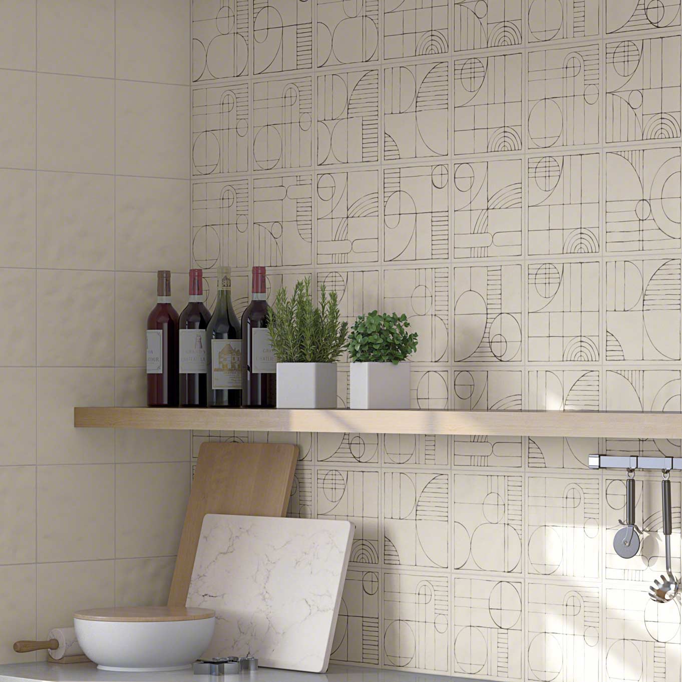 Image of Berta Blanco-M 20x20cm-Ceramic wall tile-Vives ceramica-tile.co.uk