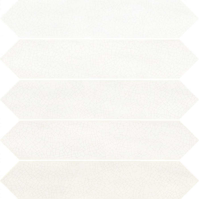 Crackle Arrow Head White Plain Ceramic Wall Tile 6.5x33cm-Ceramic wall tile-Dune Ceramica-tile.co.uk
