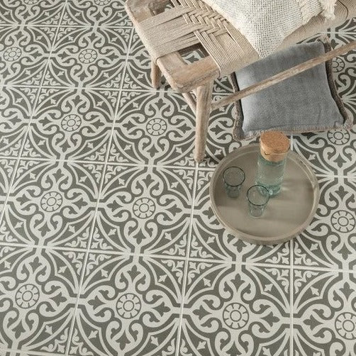 Hadrian Devonstone Grey pattern floor tile | 33x33cm — Tile.co.uk