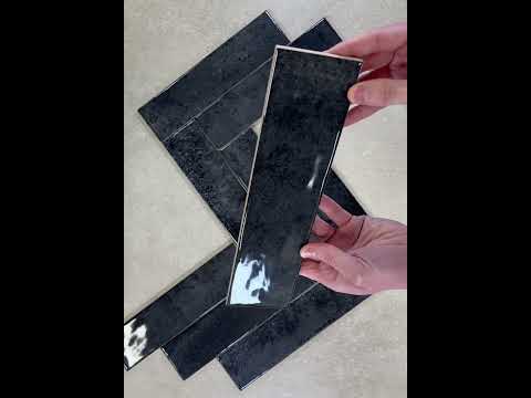 Image of Nissel Black Brick Tile 7.5x30cm