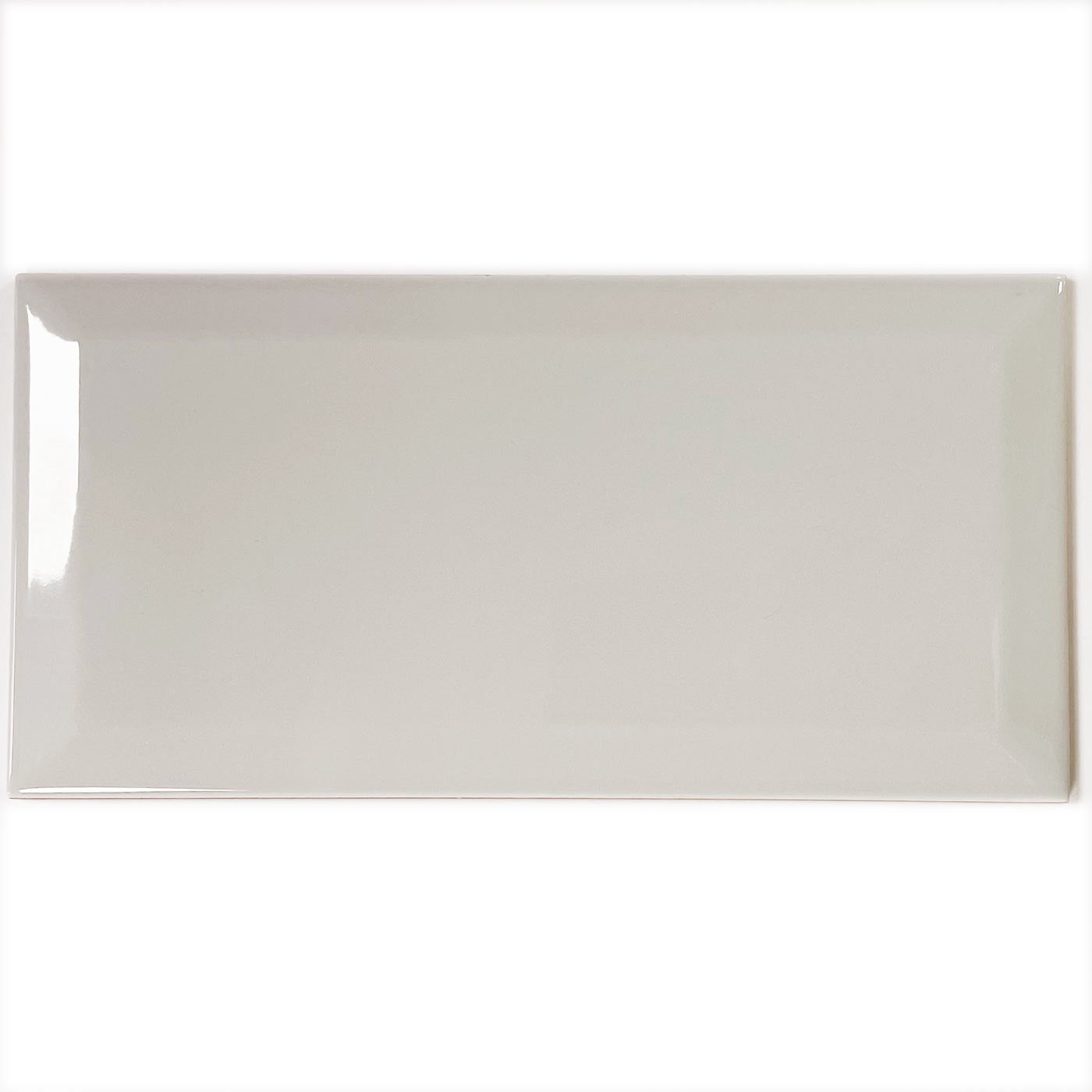 Image of Metro Light Grey Gloss Bevelled Brick tile 10x20cm-Brick style tiles-Salcamar-tile.co.uk