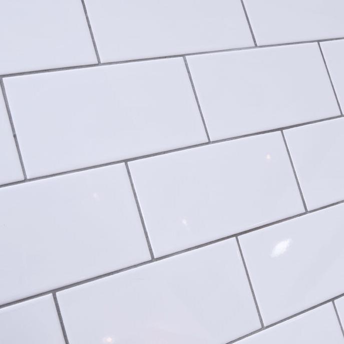 Sample 10x20cm Metro White Flat Brick Gloss Tile-sample-sample-tile.co.uk
