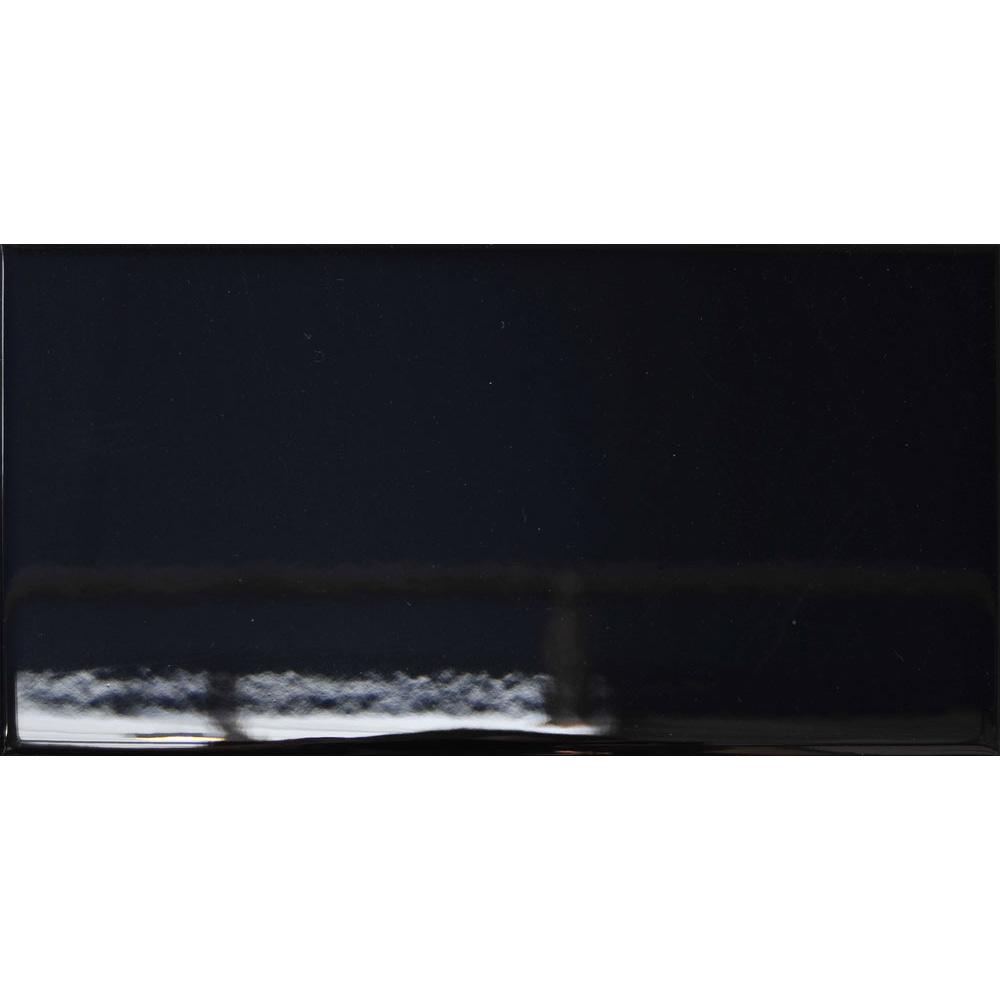 Image of Black Flat Gloss Brick tile 10x20cm-Brick style tiles-Salcamar-tile.co.uk