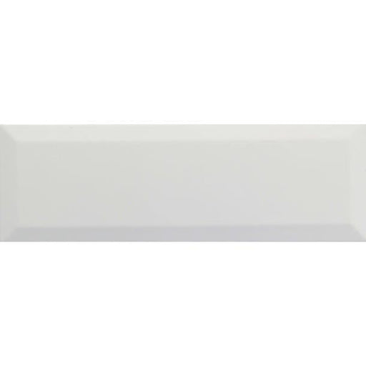 Long Metro White Gloss Bevelled Brick tile 10x30cm-Brick style tiles-Salcamar-tile.co.uk