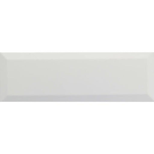 Sample 10x30cm Long Metro White Gloss Bevelled tile-sample-sample-tile.co.uk