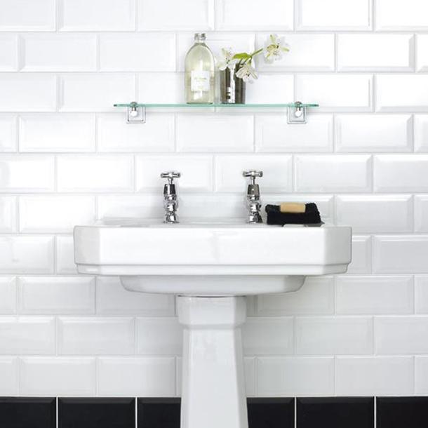 Image of Metro White Gloss Bevelled Brick tile 10x20cm-Brick style tiles-Salcamar-tile.co.uk