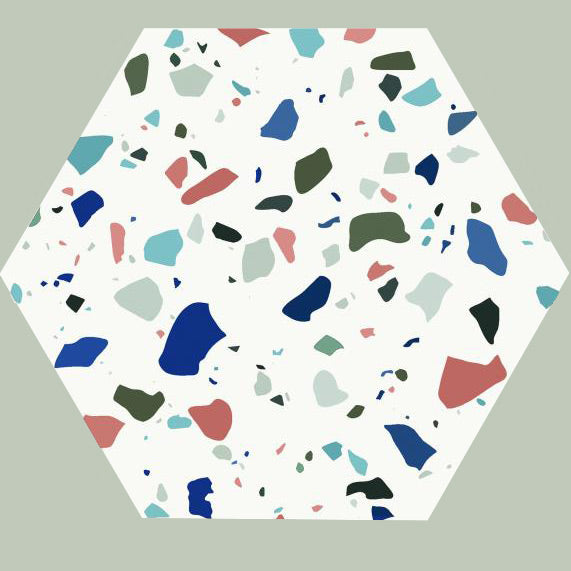 Terrazzo Hexagon tile 21.5x25cm-Hexagon tile-Dune Ceramica-tile.co.uk